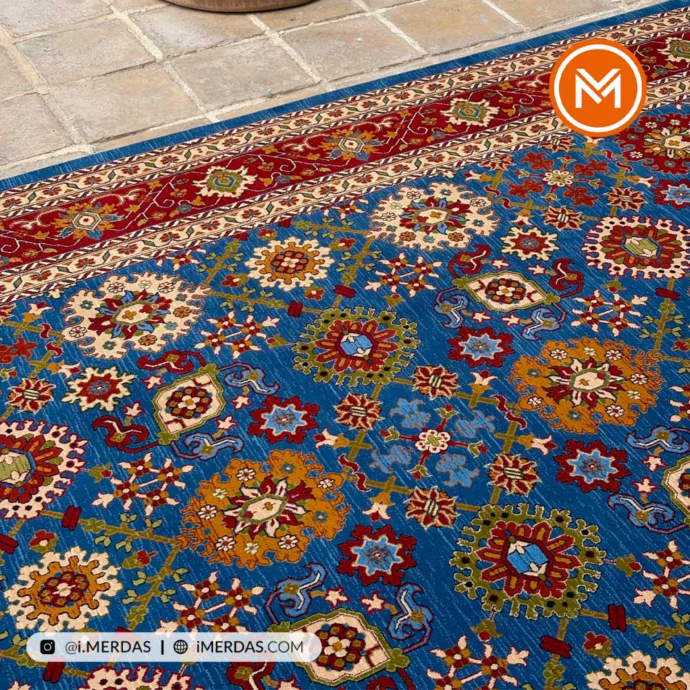 فرش گبه کد 117 قشقایی زمینه آبی نفتی